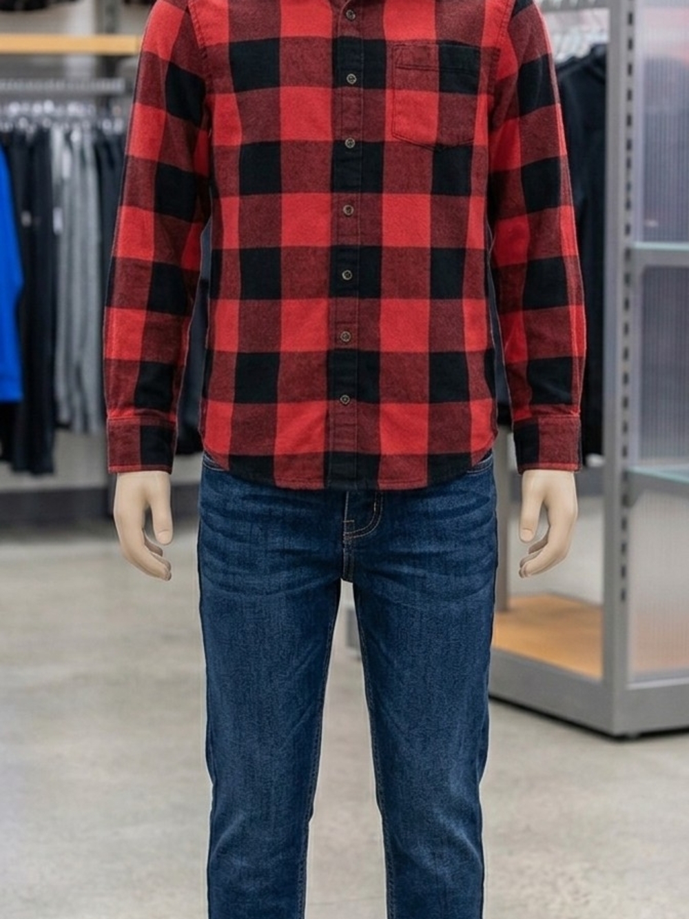 SO Boys Red and Black Buffalo Plaid Button-Down Shirt.      Size L     KS 6